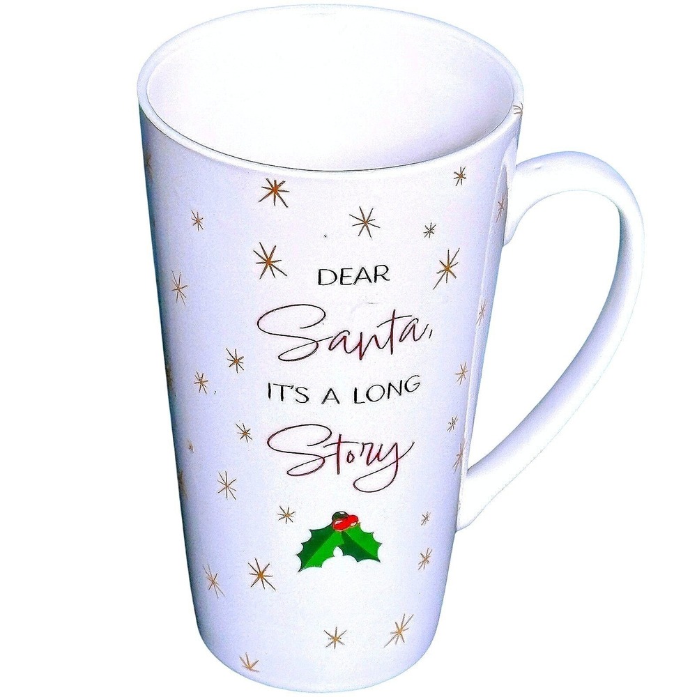 Joyland Dear Santa It's A Long Story Christmas Coffee Mug New Bone China Retro